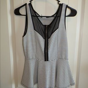 Black and white flare blouse